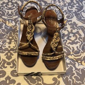 Coach Brown Leather Chain Sandals